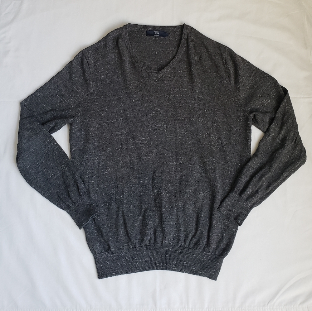 J.Crew Cotton Gray V-Neck Sweater
